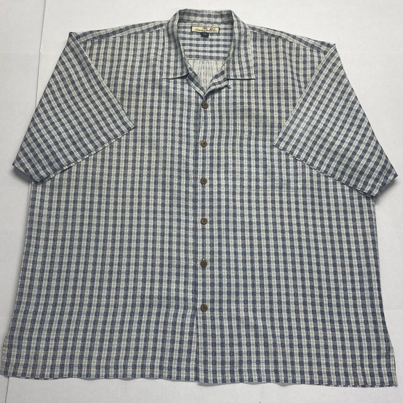 Tommy Bahama Other - Tommy Bahama Men’s 100% Silk Shirt XXL Gray Plaid Side Slits